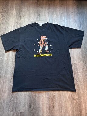 Kanye West Ye The College Dropout Bear Mascot Graphic Tee Black Sz XL Rap